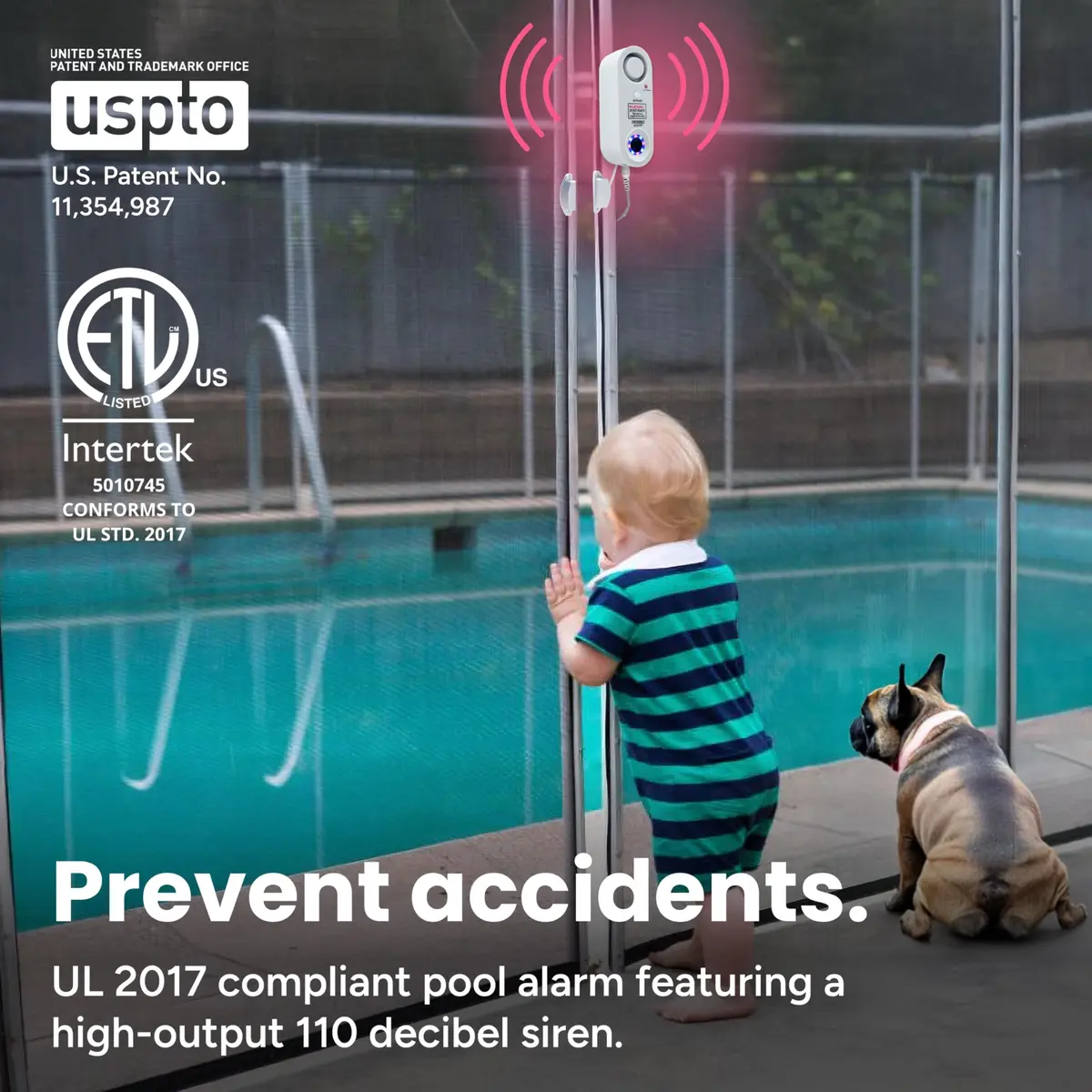 TECHKO ALARM S287 | Weather-Resistant Indoor/Outdoor Pool Alarm with LED Strobe & 115 dB Siren - view 2