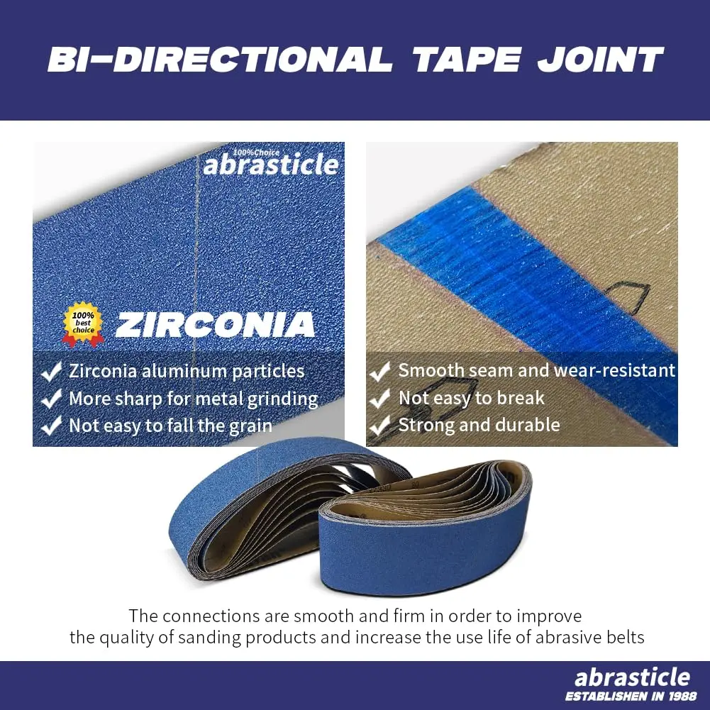 abrasticle 4" x 36" Zirconia Sanding Belts for Metal | 8 PCS 60 Grits | Professional-Grade Sandpaper for Metal & Wood - view 3