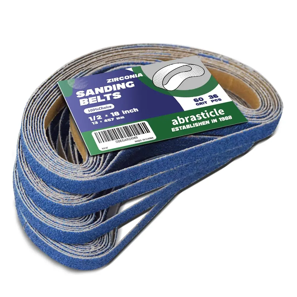 abrasticle Zirconia Sanding Belts 1/2" x 18" | Metal & Wood Finish (70-120 chars) - main product image
