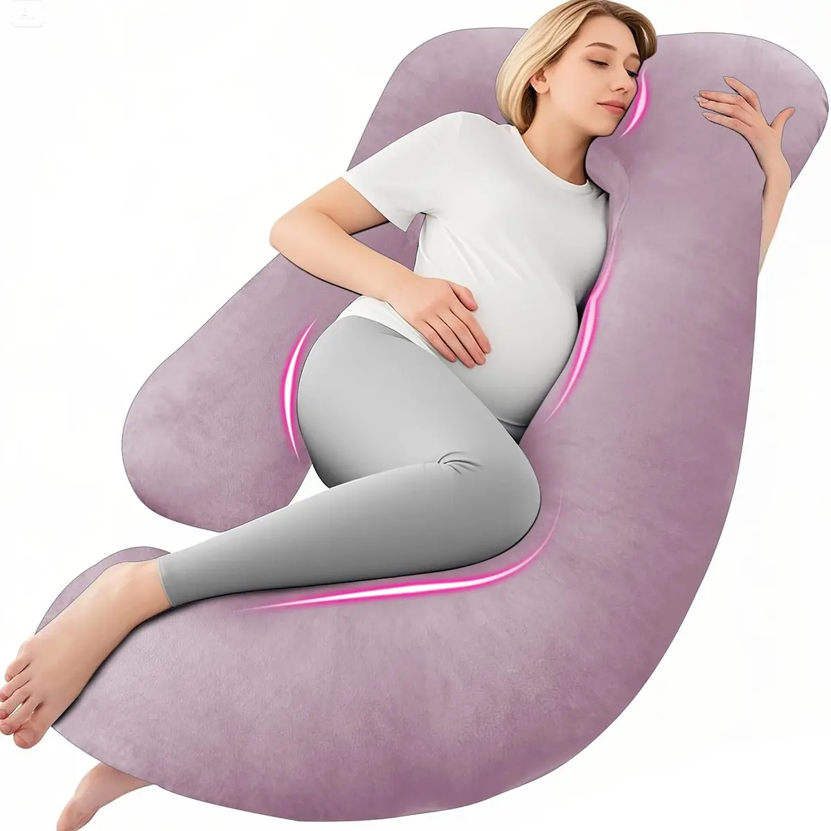 Chilling Home Pregnancy Pillows for Sleeping-U Shaped Full Body Pillow 58 inch | Symmetrical Support for Comfort & Postpartum Use - main product image