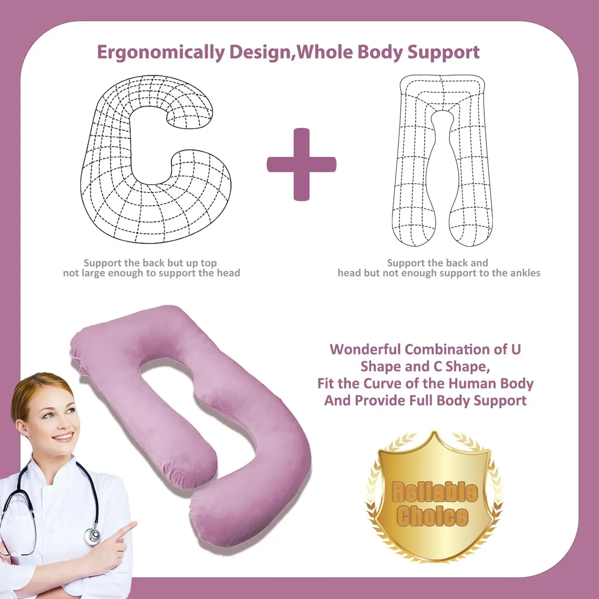 Chilling Home Pregnancy Pillows for Sleeping-U Shaped Full Body Pillow 58 inch | Symmetrical Support for Comfort & Postpartum Use - view 7