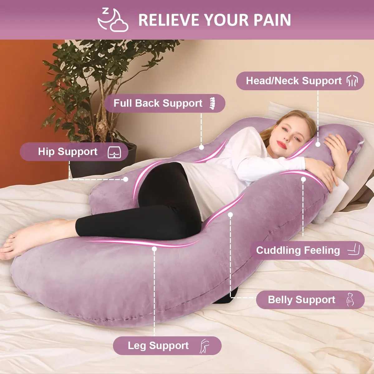 Chilling Home Pregnancy Pillows for Sleeping-U Shaped Full Body Pillow 58 inch | Symmetrical Support for Comfort & Postpartum Use - view 2