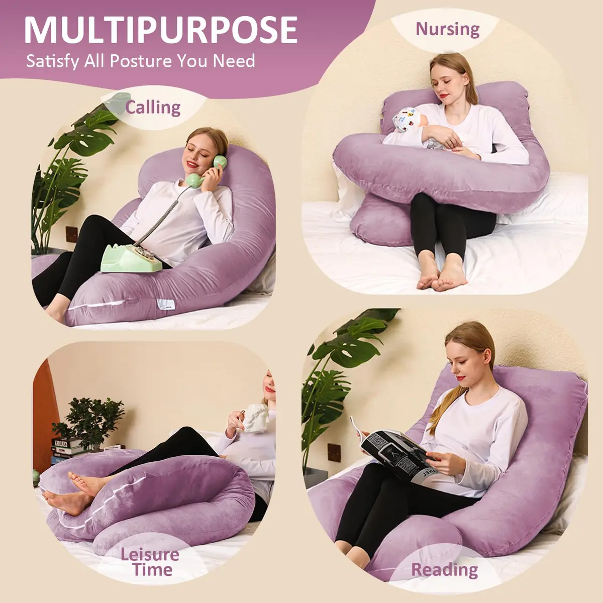 Chilling Home Pregnancy Pillows for Sleeping-U Shaped Full Body Pillow 58 inch | Symmetrical Support for Comfort & Postpartum Use - view 3