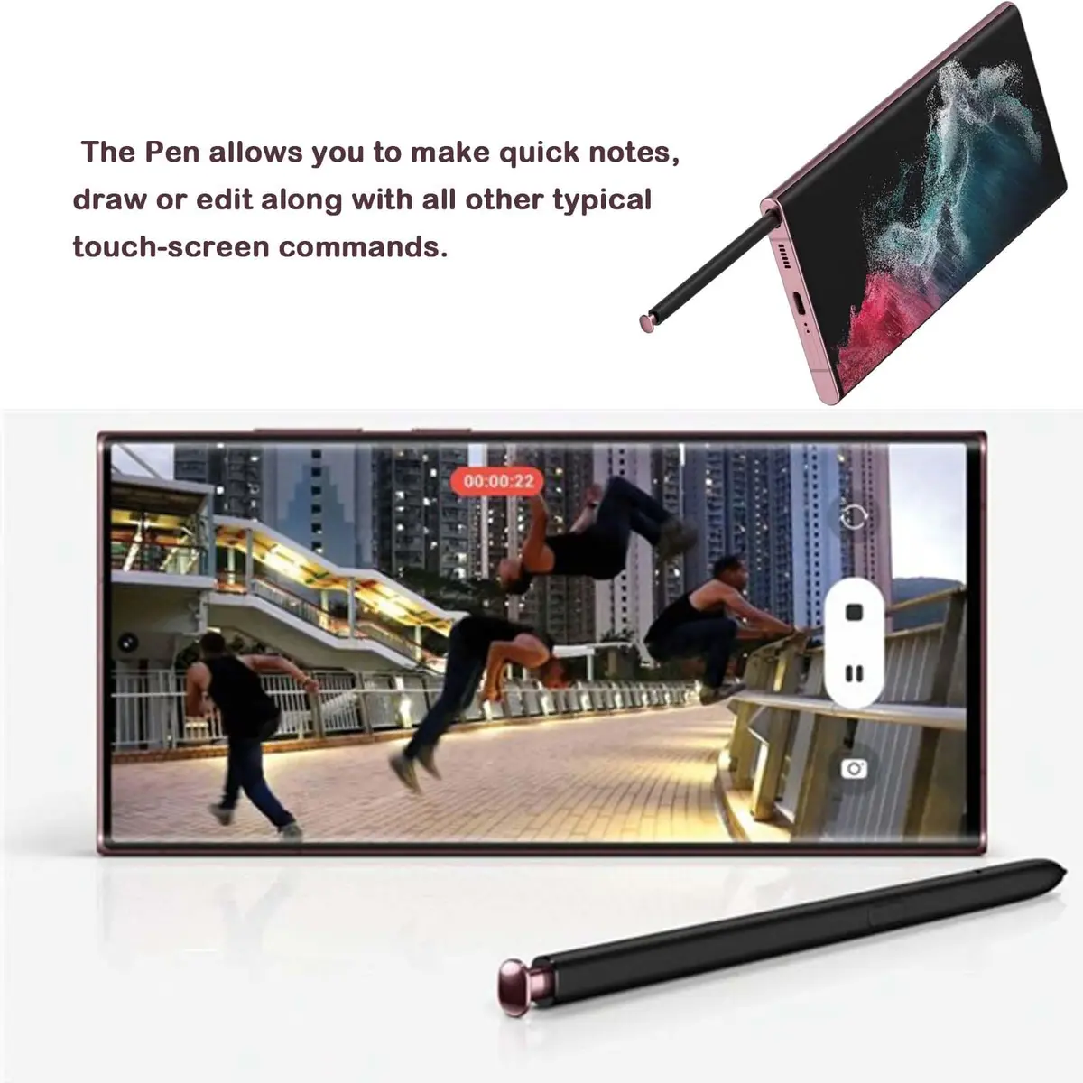 CaoXiong S22 Ultra S Pen Replacement for Samsung Galaxy S22 Ultra Stylus (2-Pack, Burgundy) | 4096 Pressure Levels - view 4