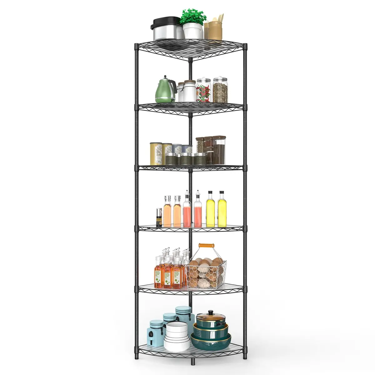 Dolonm 6 Tier NSF Corner Wire Shelf Shelving Unit 18 x 18 x 72 Inch | Heavy Duty Adjustable Metal Storage Rack with Leveling Feet & Shelf Liners - main product image