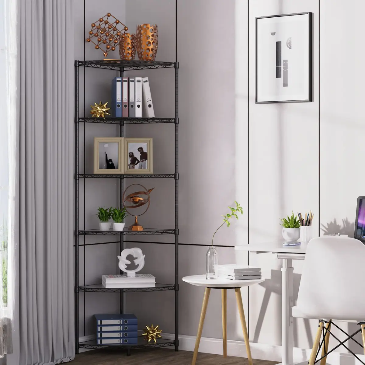 Dolonm 6 Tier NSF Corner Wire Shelf Shelving Unit 18 x 18 x 72 Inch | Heavy Duty Adjustable Metal Storage Rack with Leveling Feet & Shelf Liners - view 6