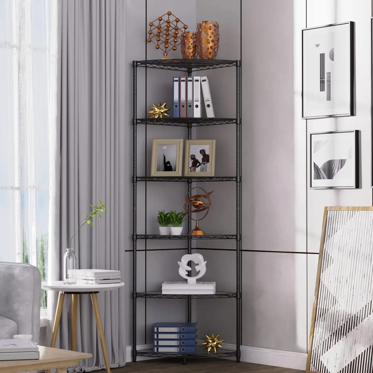 Dolonm 6 Tier NSF Corner Wire Shelf Shelving Unit 18 x 18 x 72 Inch | Heavy Duty Adjustable Metal Storage Rack with Leveling Feet & Shelf Liners - view 7