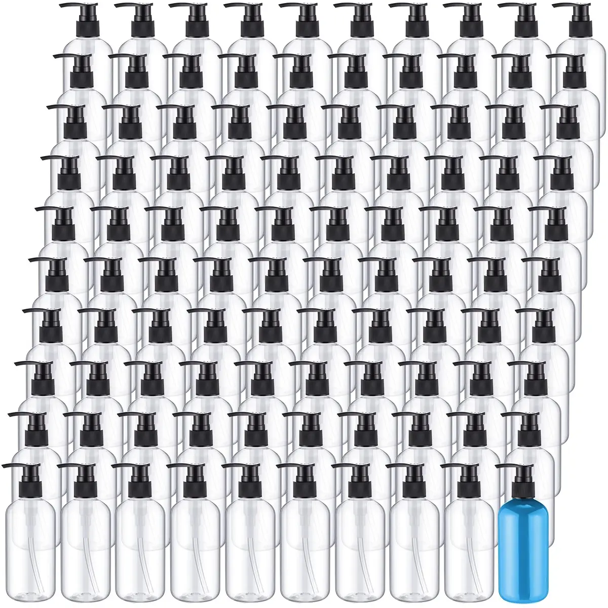 Hushee 150 Pcs 8 oz Plastic Pump Bottles | Leakproof Refillable Dispensers for Liquids - main product image