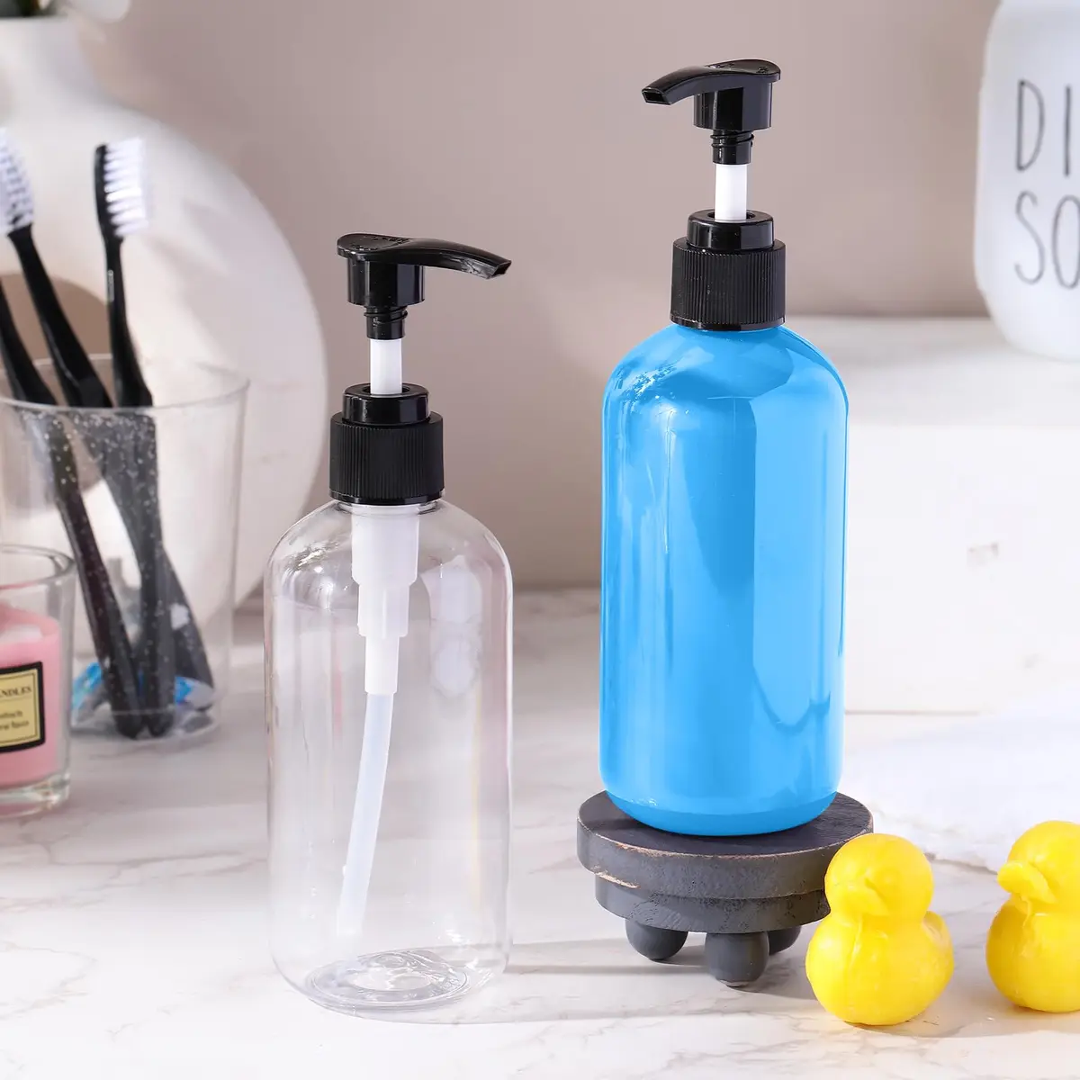 Hushee 150 Pcs 8 oz Plastic Pump Bottles | Leakproof Refillable Dispensers for Liquids - view 6