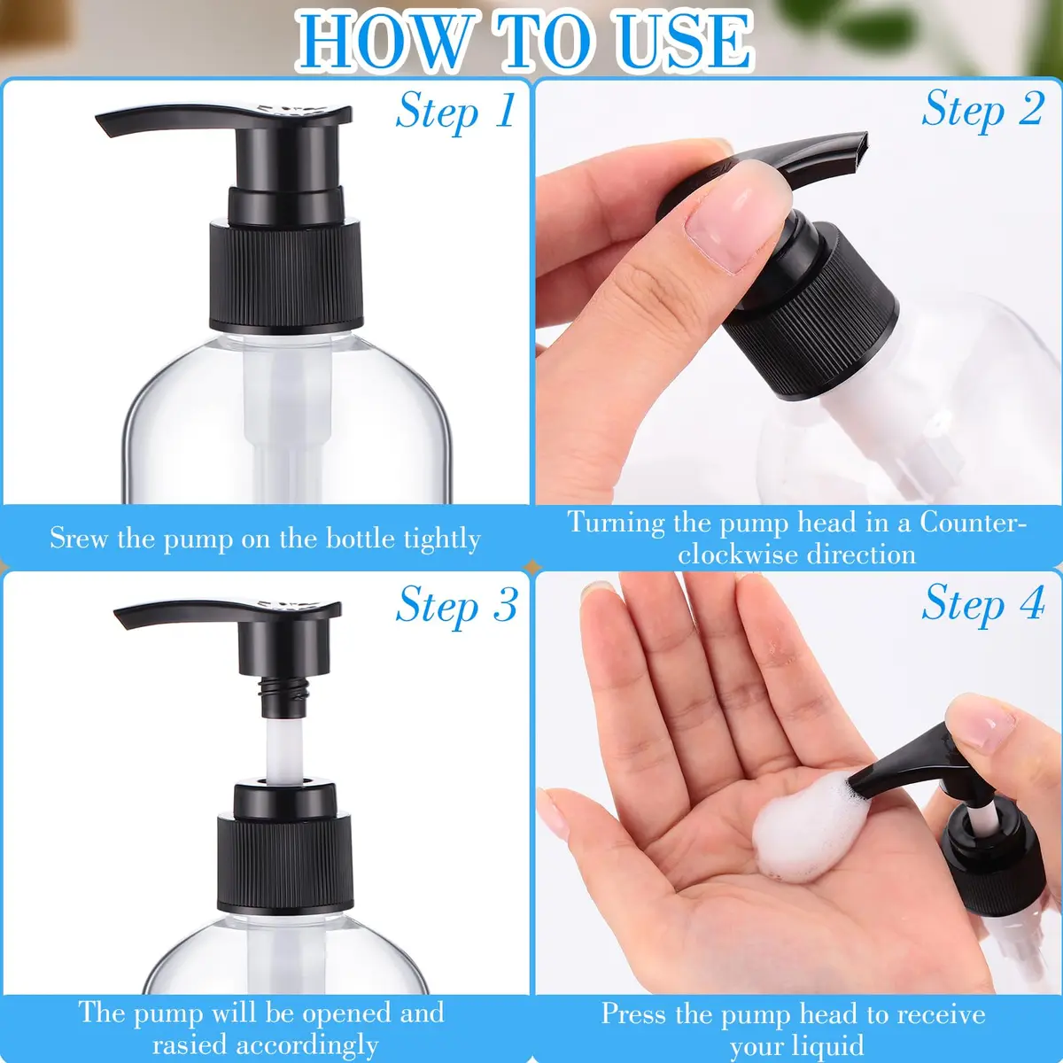 Hushee 150 Pcs 8 oz Plastic Pump Bottles | Leakproof Refillable Dispensers for Liquids - view 3