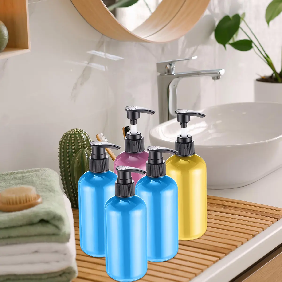 Hushee 150 Pcs 8 oz Plastic Pump Bottles | Leakproof Refillable Dispensers for Liquids - view 4