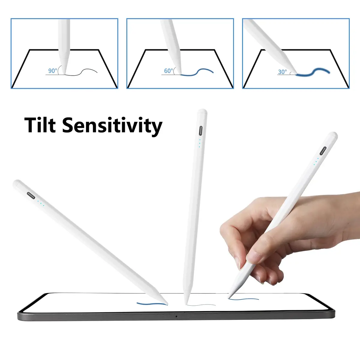 Waiktyne Stylus Pen for iPad Pro 13 inch M4, iPad Air M3 M2, iPad Mini A17 Pro, iPad 11th 10th 9th 8th 7th 6th Gen - White - view 4