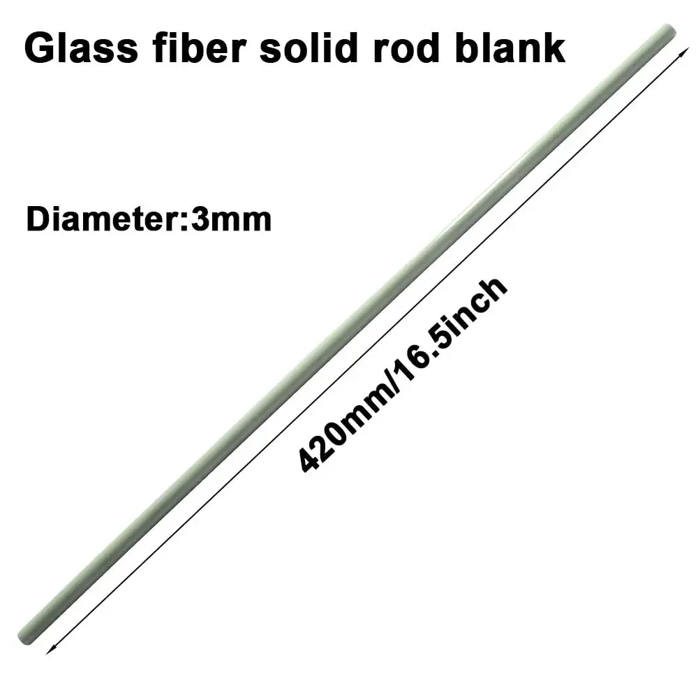 MOKOVI Round Fiberglass Solid Rod Blank 3mm (0.118 in) x 420mm (16.5 in) | 10-Piece Pack for DIY & Hobby Projects - view 2