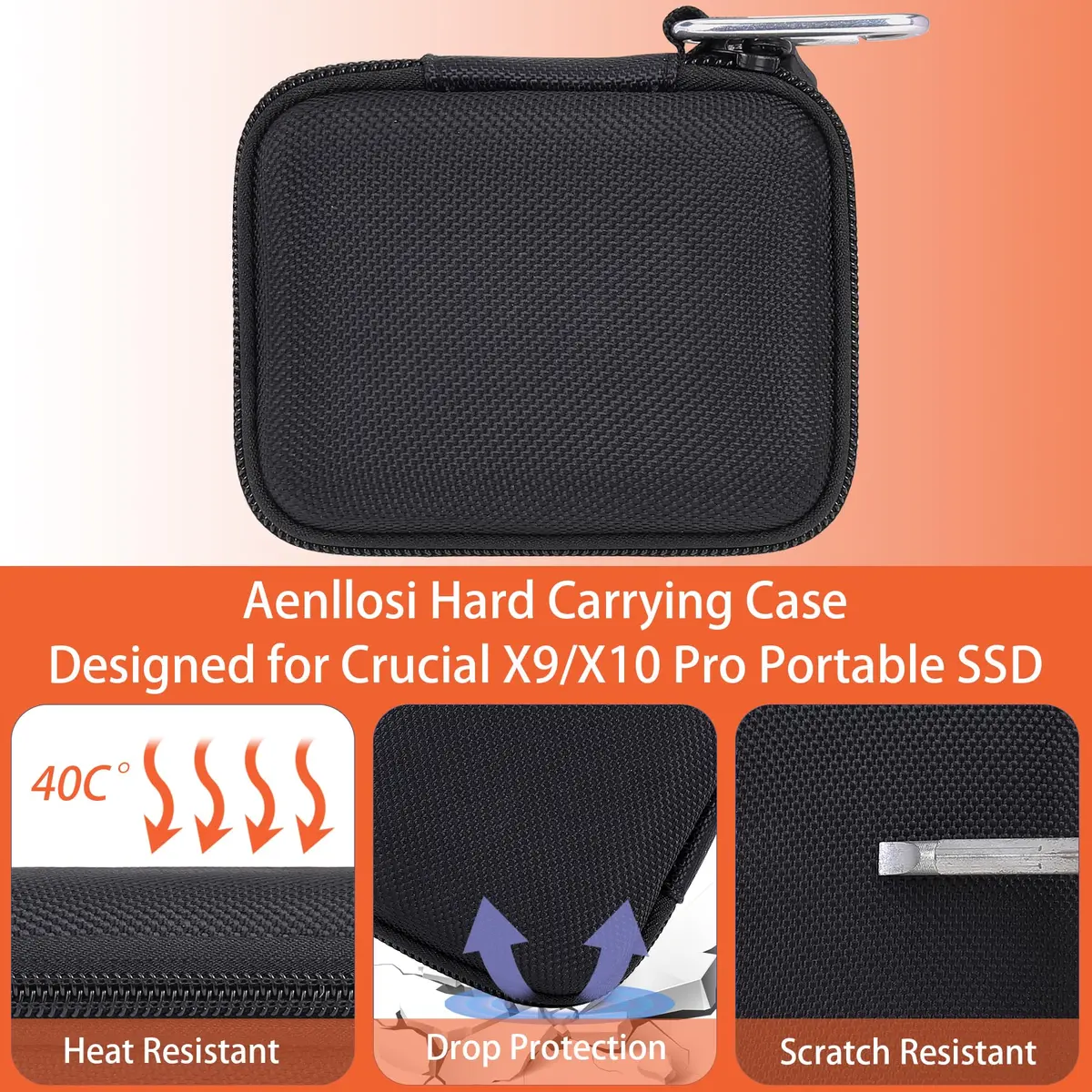 Aenllosi Hard Case for Crucial X9 X9 Pro X10 X10 Pro 1TB/2TB | Shock & Waterproof Protection (70-120 chars) - view 4