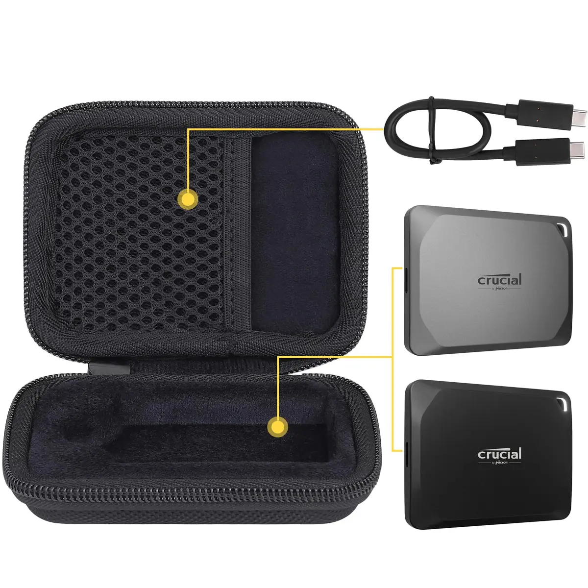 Aenllosi Hard Case for Crucial X9 X9 Pro X10 X10 Pro 1TB/2TB | Shock & Waterproof Protection (70-120 chars) - view 2
