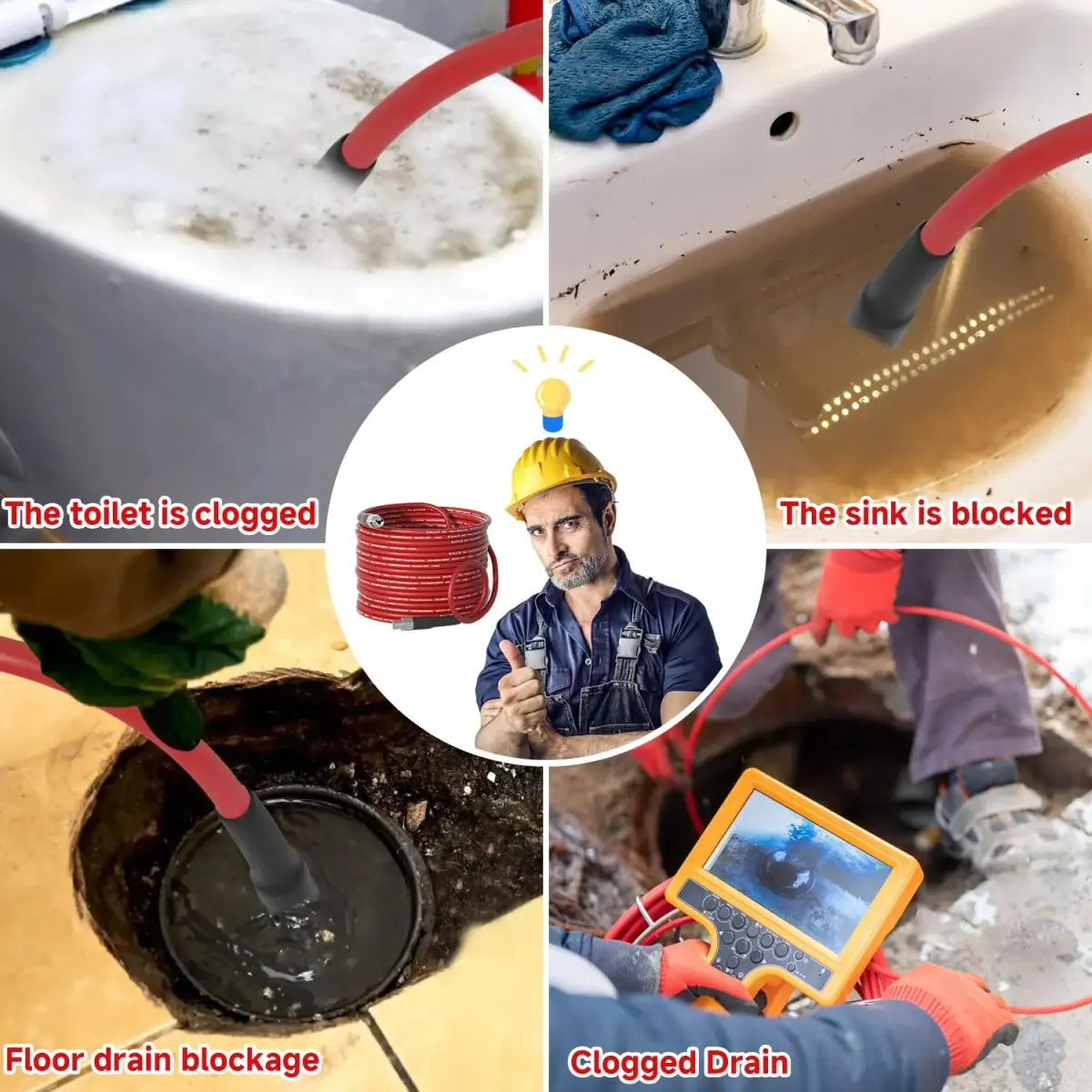 YETIANICAL Sewer Jetter Kit for Pressure Washer, 100ft (30.48m) Hose, 5800 PSI, Rotating & Button Nozzles | Unclogs Drains & Gutters - view 6