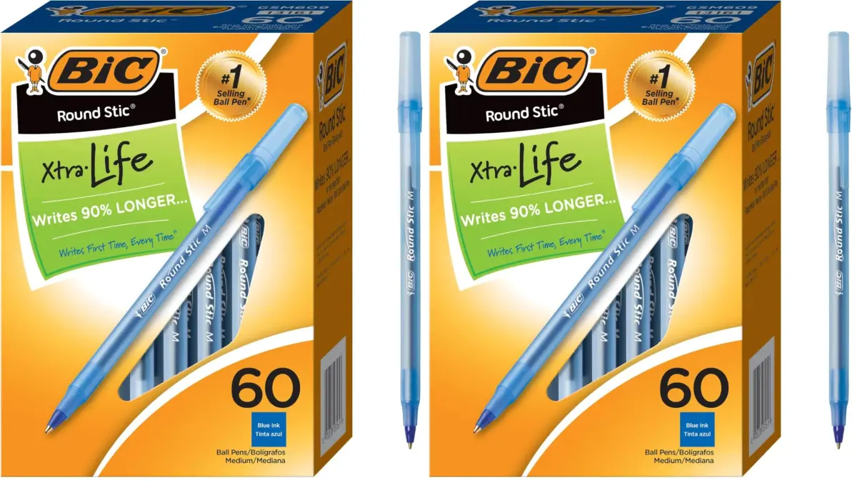 BIC Round Stic Xtra Life Ballpoint Pens Blue 120 Count (Pack of 2) | Smooth Ink Flow for Daily Writing - main product image