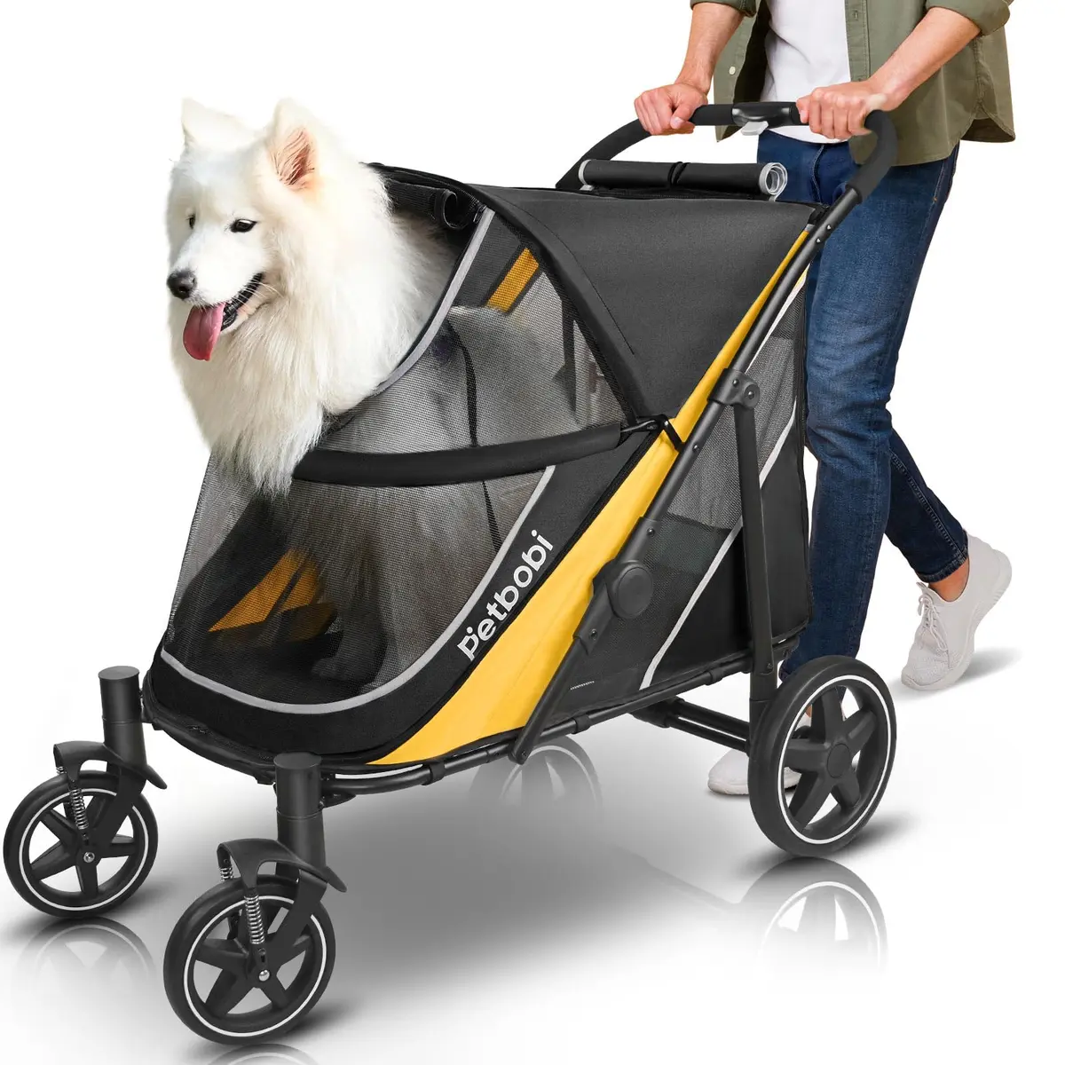 Petbobi Dog Stroller for Large Medium Dogs up to 80 lbs | Dual Entry, All Terrain, One-Hand Fold - main product image