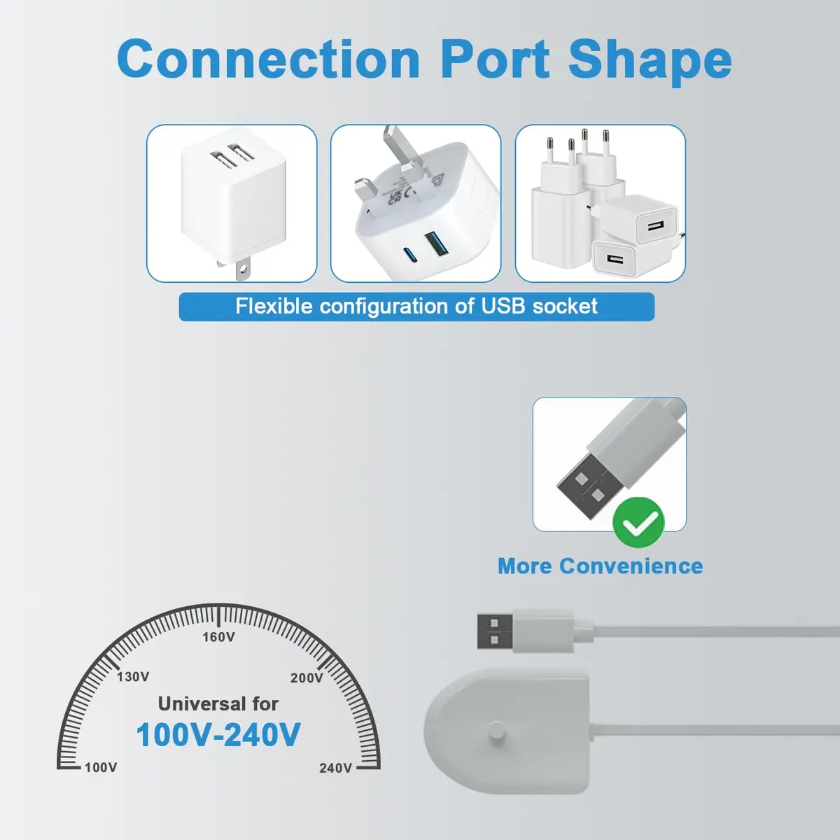 HYGAMOCC Replacement USB Charger Base for Philips Sonicare Electric Toothbrush HX6100, Compatible with HX3000/HX6000/HX8000/HX9000 Series, Waterproof IP67 Portable Travel - view 4