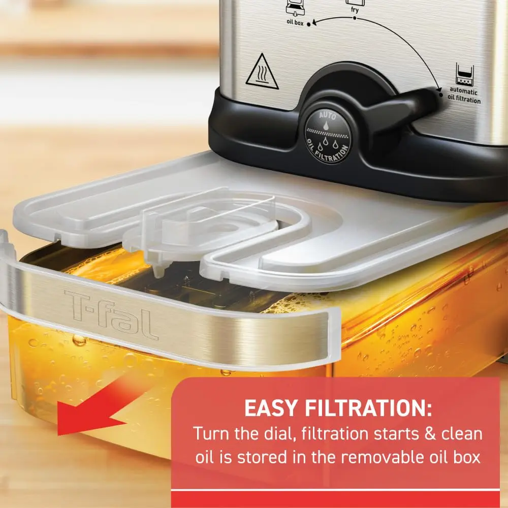 T-Fal EZ Clean Compact Electric Deep Fryer 1.8L | Oil Filtration & Adjustable Thermostat - view 4