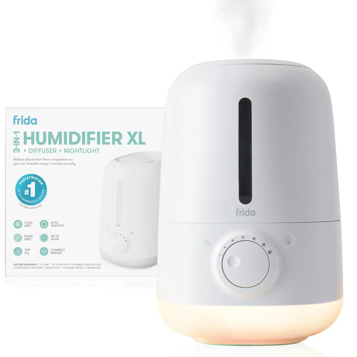 Frida Baby 3-in-1 XL Top Fill Cool Mist Humidifier with Diffuser & Nightlight 6L (1.6 Gallon) | Quiet Operation for Large Rooms - main product image