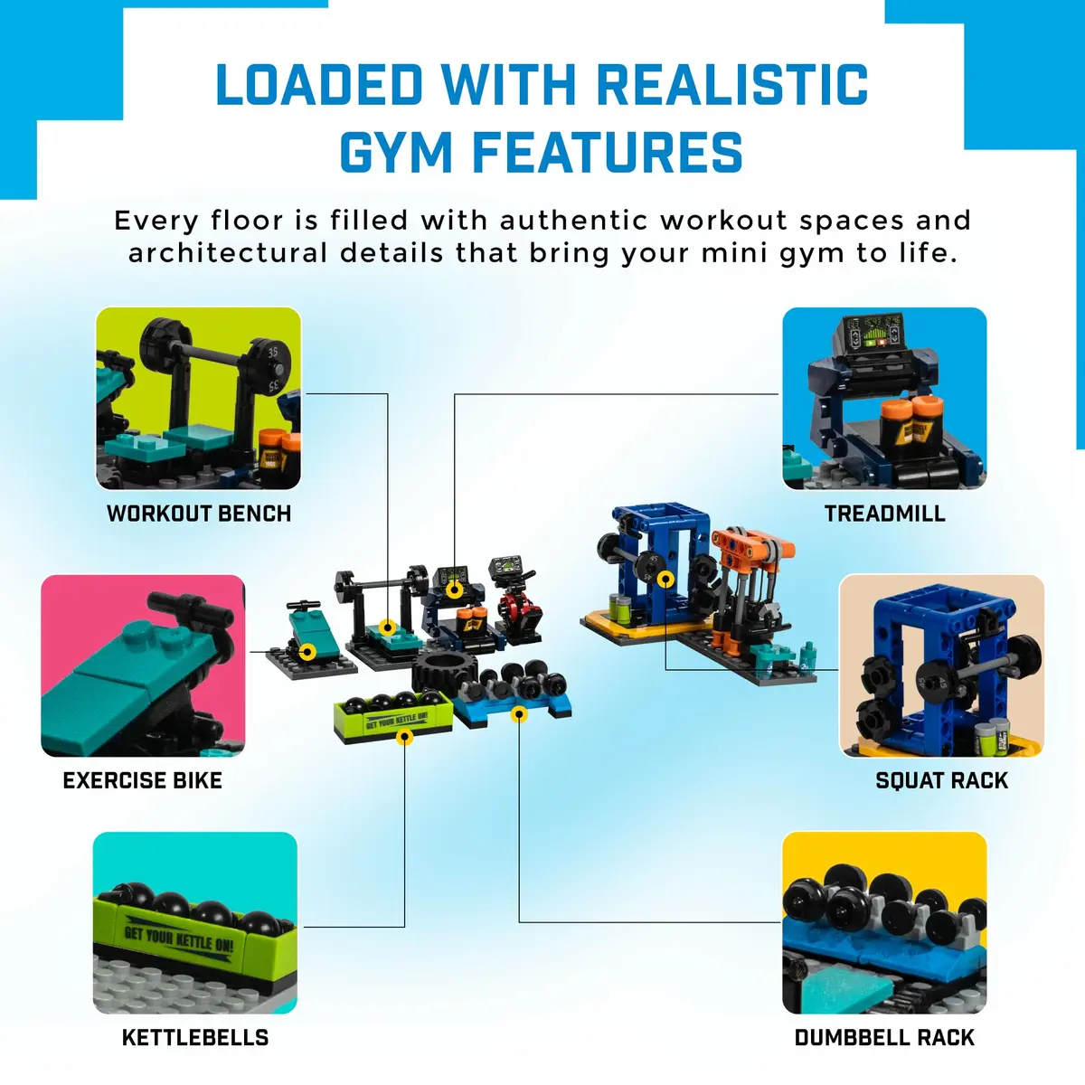 Brick Loot Mini City Gym Building Set 195 Pieces | STEM Educational Toy for Kids Ages 6+ - view 3