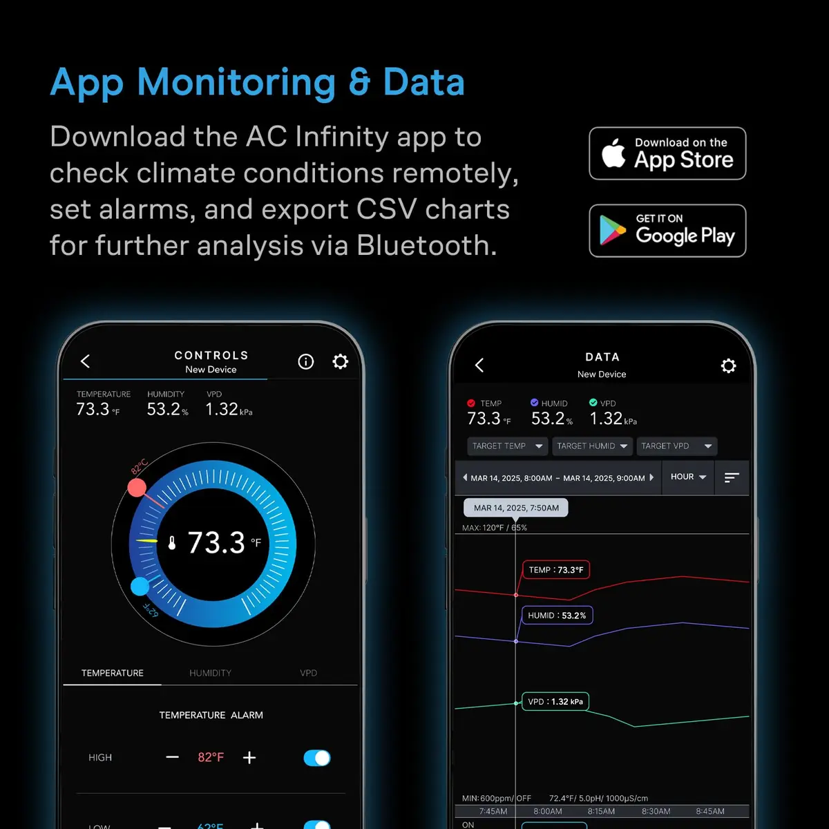 AC Infinity A2 Smart Hygrometer Temperature Humidity Monitor | Bluetooth App & VPD Readings - view 4