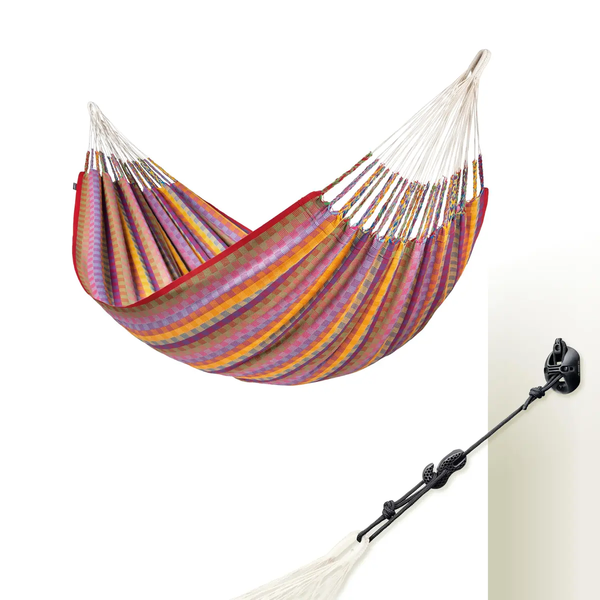 LA SIESTA Flora Classic Cotton Hammock & Wall Mount Kit XL (King) | Indoor & Outdoor Relaxation - main product image