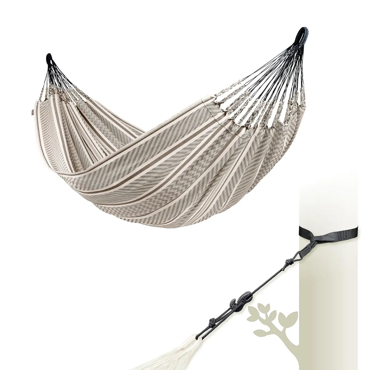 LA SIESTA Flora Classic Cotton Hammock & TreeMount | Large Double Indoor Outdoor - main product image