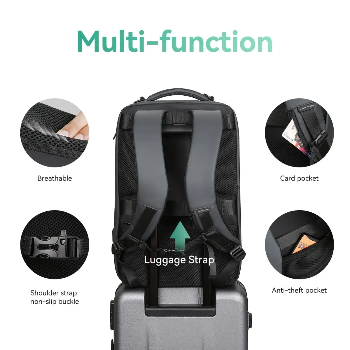 MARK RYDEN Business Backpack for Men, Waterproof 17.3 Inch Laptop Backpack with USB Charging Port & Sport Car Shape Design | 32L (1.2kg) - view 4
