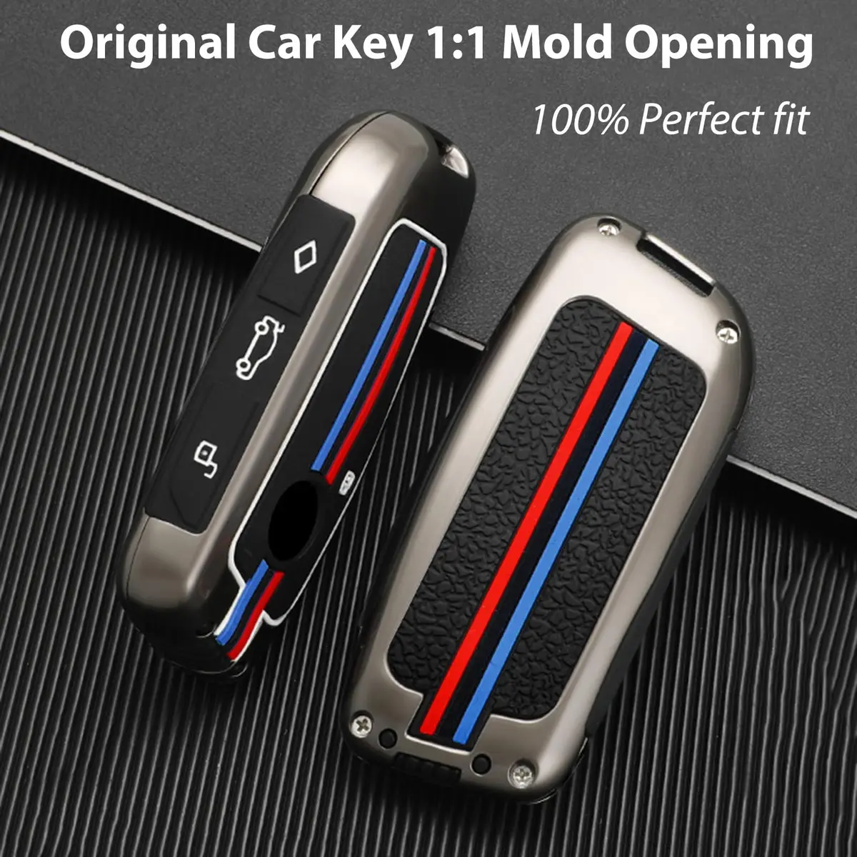 OLLEN Heavy Zinc Alloy Key Fob Cover for BMW 2023-2025+ Series, Fashion Silver (1 Pcs) - view 5