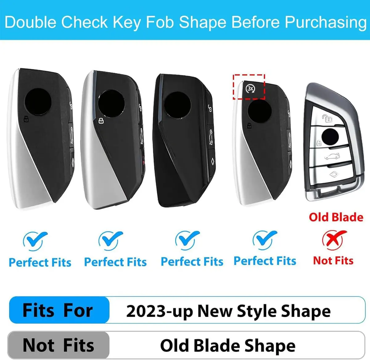 OLLEN Heavy Zinc Alloy Key Fob Cover for BMW 2023-2025+ Series, Fashion Silver (1 Pcs) - view 2