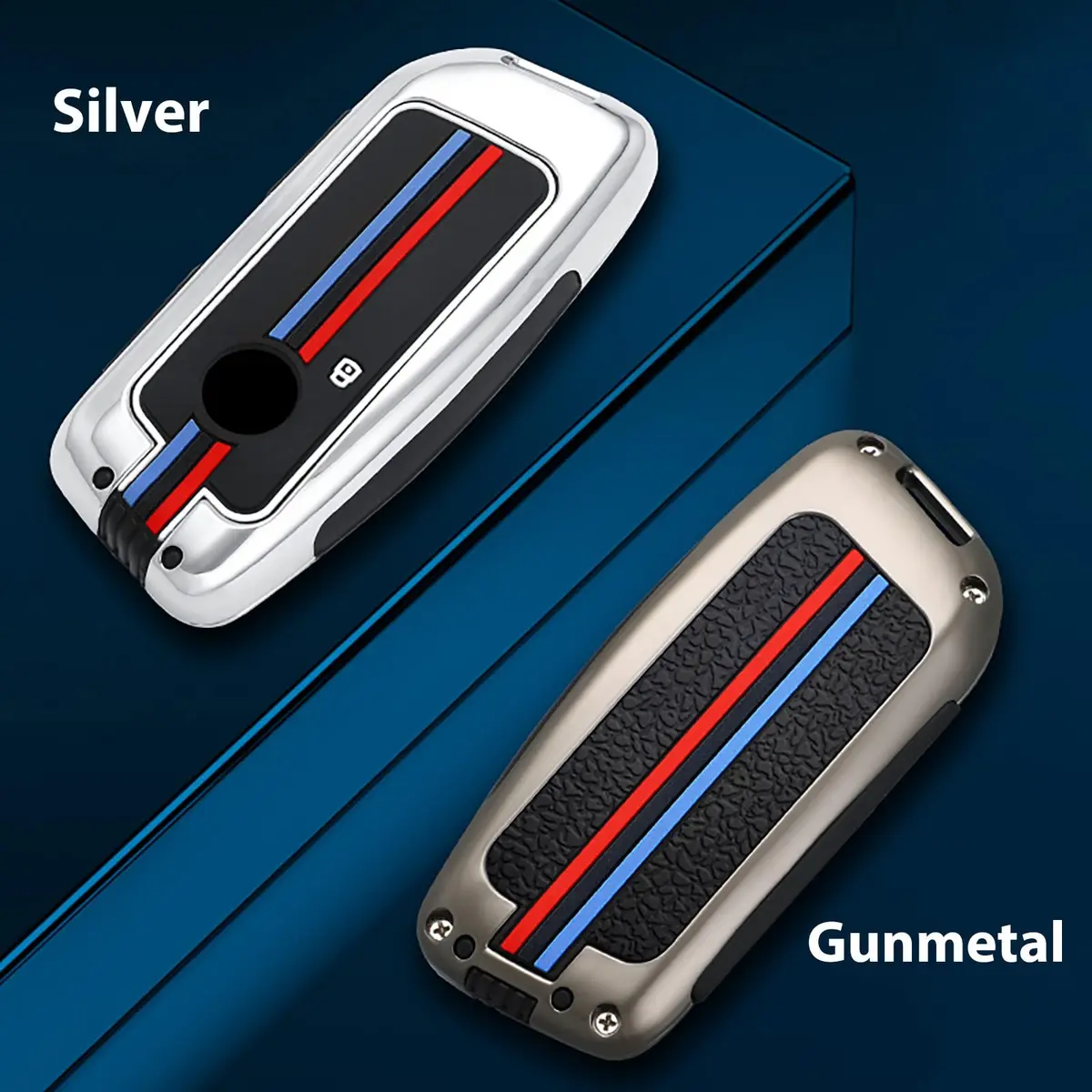 OLLEN Heavy Zinc Alloy Key Fob Cover for BMW 2023-2025+ Series, Fashion Silver (1 Pcs) - view 3