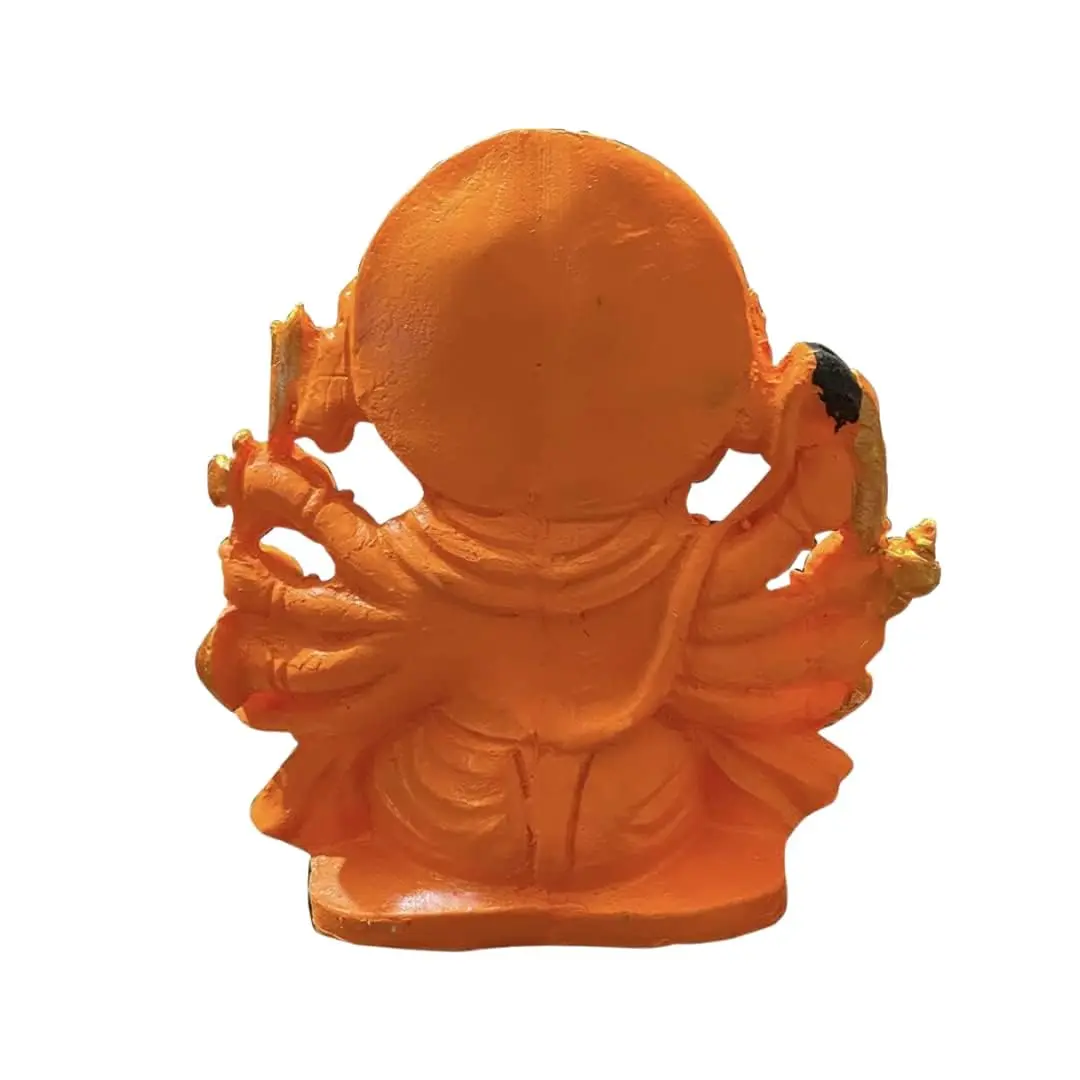 zig zag Lord Panchmukhi Hanuman ji Murti/Statue Orange Sankat Mochan Polyresin Idol 6 Inches | Divine Blessings & Home Decor - view 3