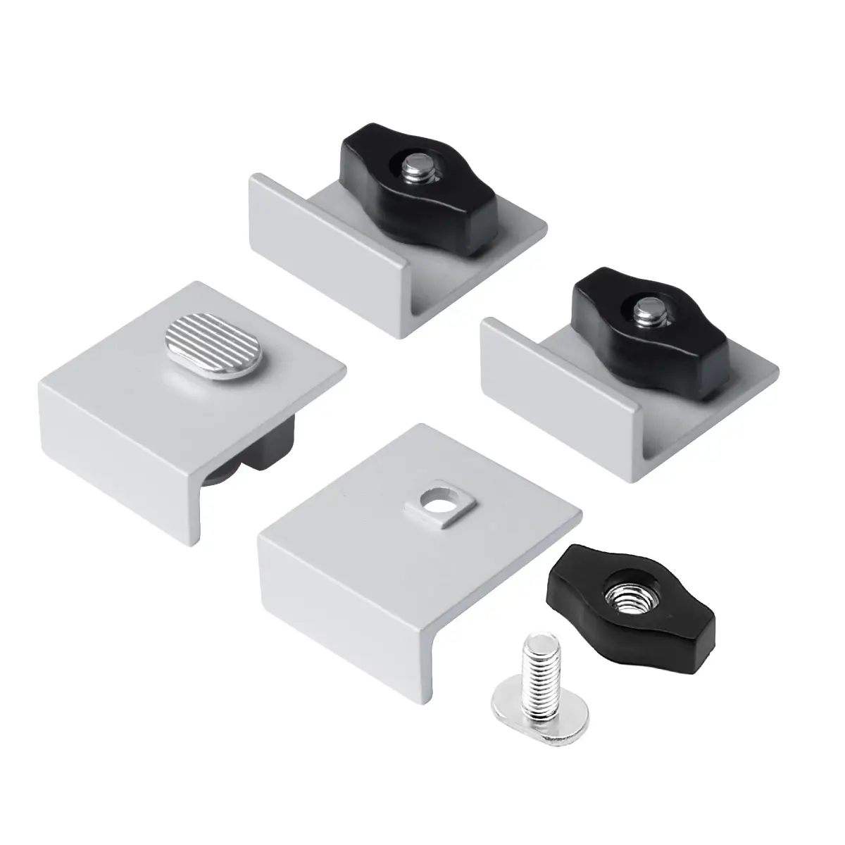 POWERTEC 71821 Bi-Directional Short Stop Kit, 4PK | T-Track Stop Block for Woodworking, Sanding, and Routing - main product image