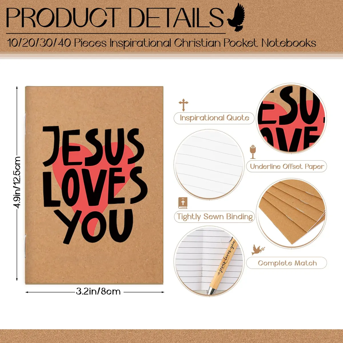 Tenceur Christian Notebooks Pens Keychains | Religious Gift Set for Faith & Inspiration - view 2
