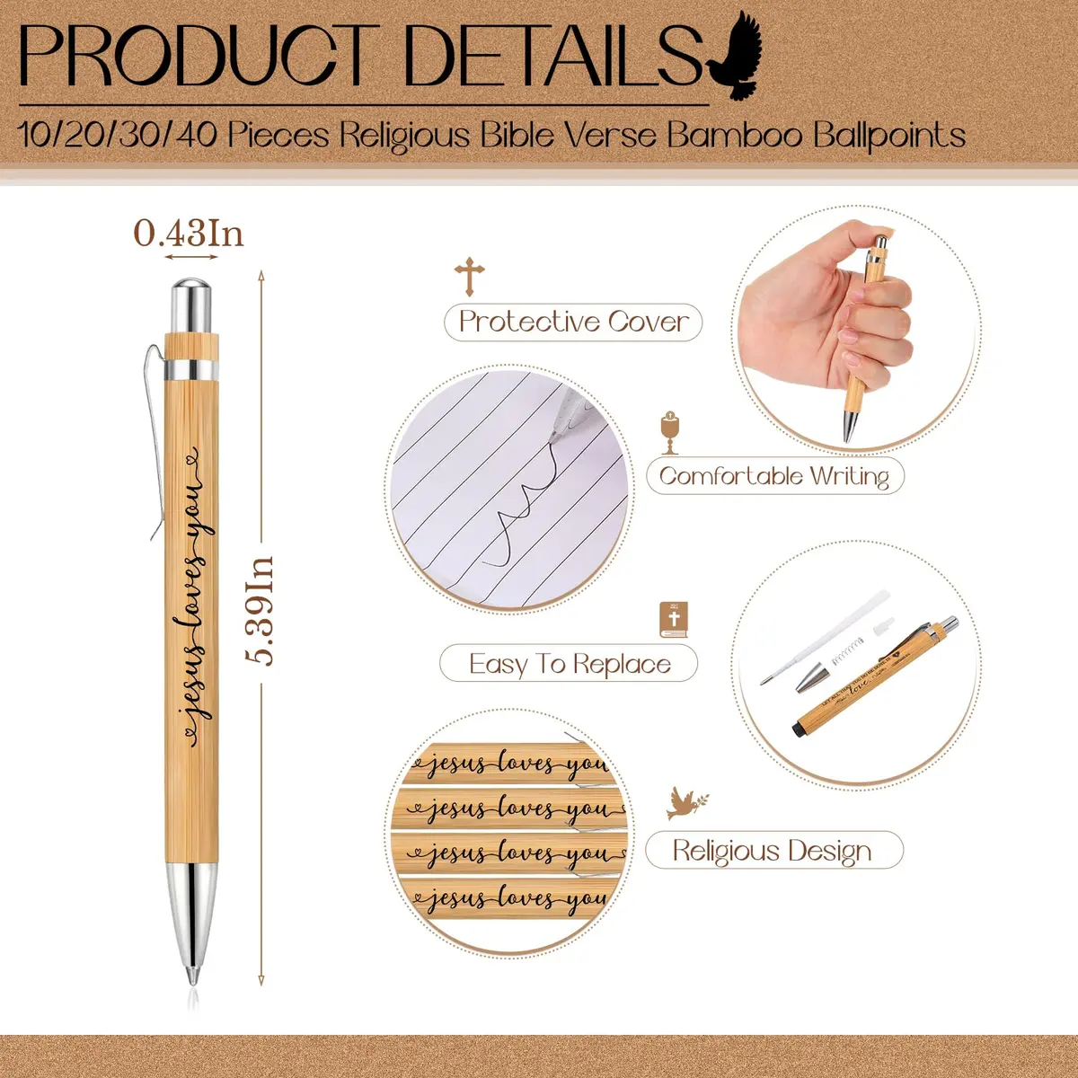 Tenceur Christian Notebooks Pens Keychains | Religious Gift Set for Faith & Inspiration - view 3