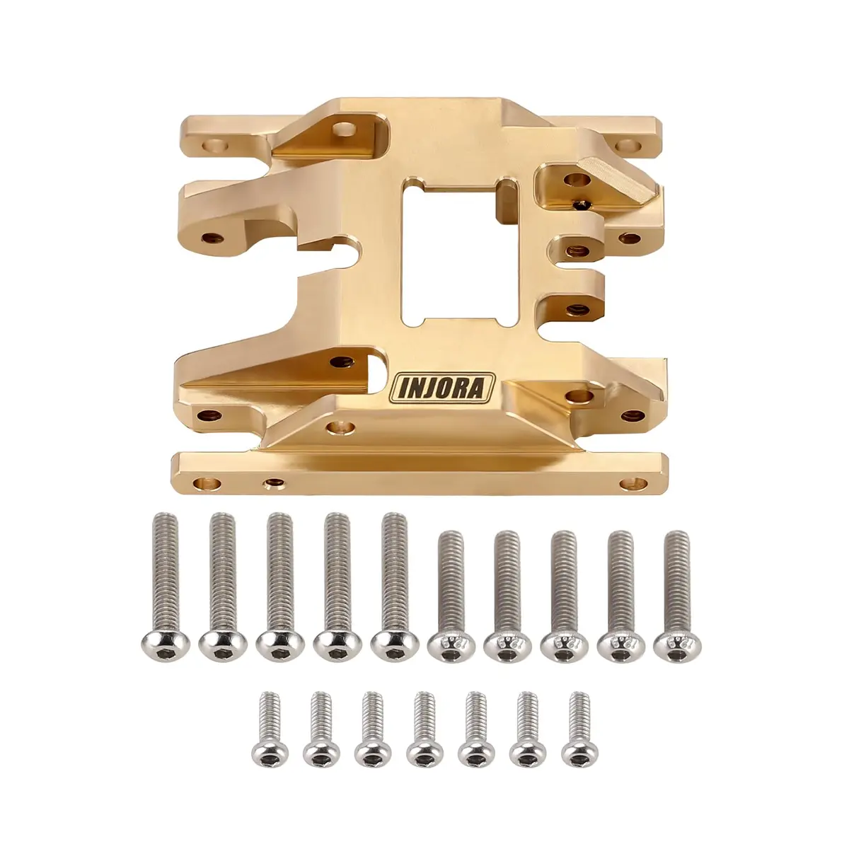 INJORA Brass Skid Plate Transmission Mount for TRX4M | Heavy Brass, Durable RC Vehicle Part - view 2