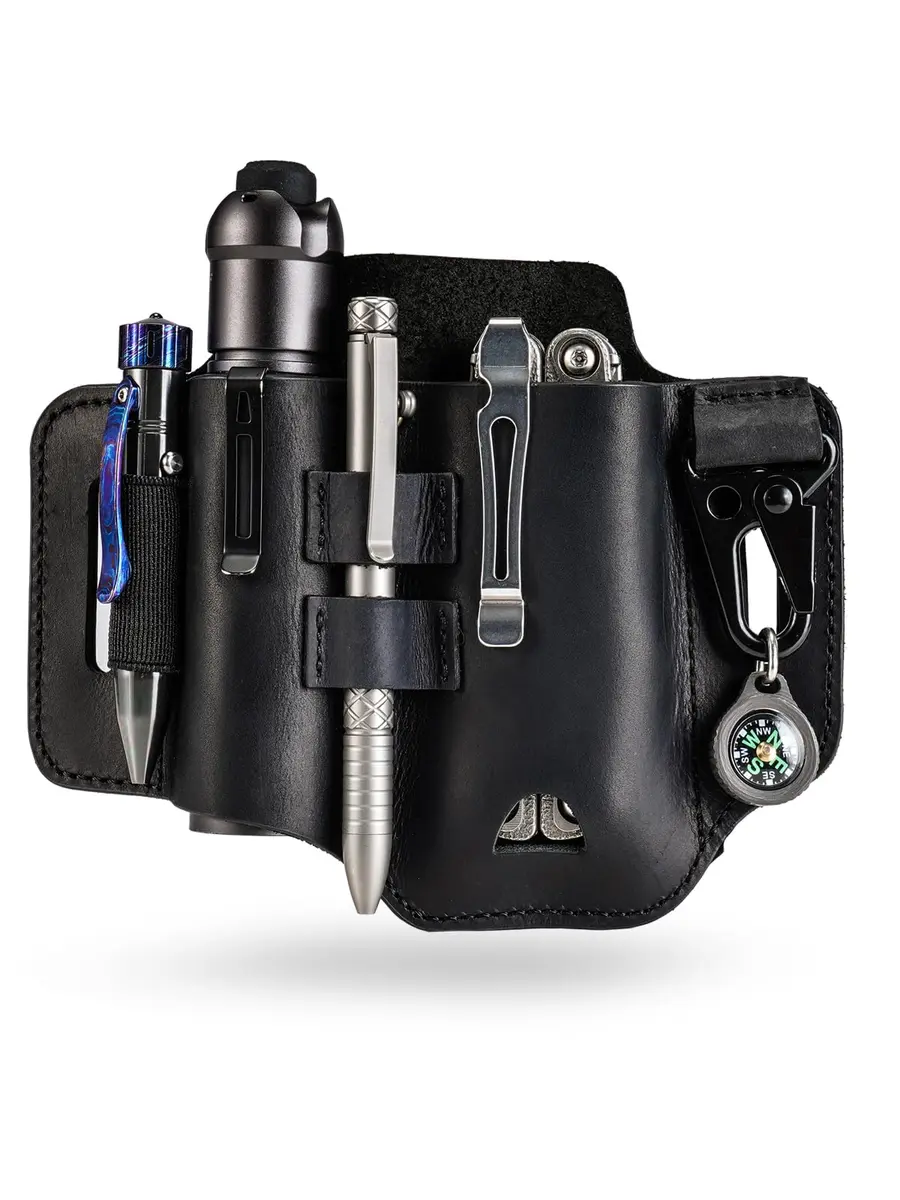 sayram ST2 Leather Multitool Sheath with Keychain Clip | Dark Black - main product image