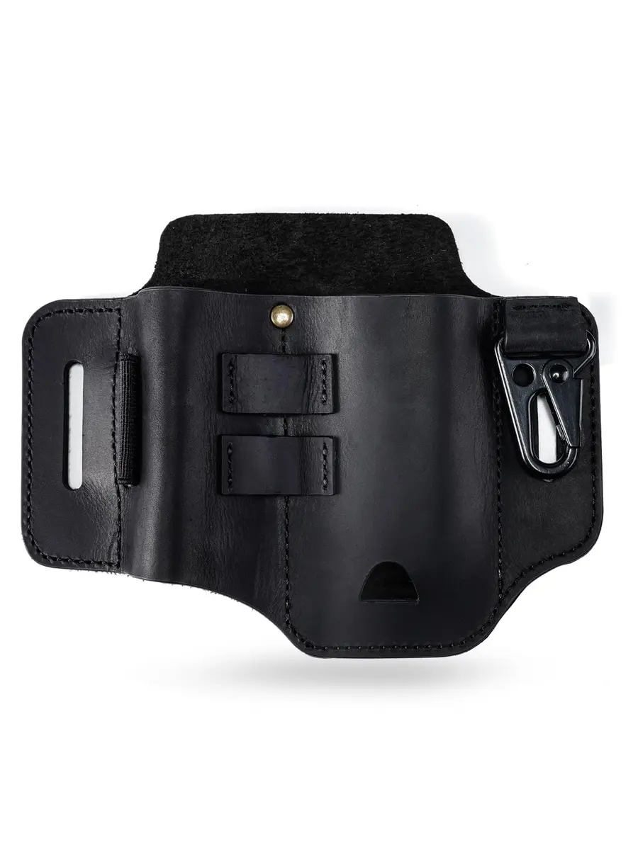 sayram ST2 Leather Multitool Sheath with Keychain Clip | Dark Black - view 7