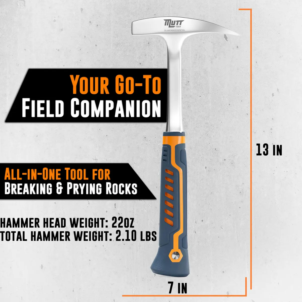 AMERICAN MUTT TOOLS Geologist Rock Pick Hammer 454g (22 oz) | Forged Steel Head, Ergonomic Handle, Field Work - view 5