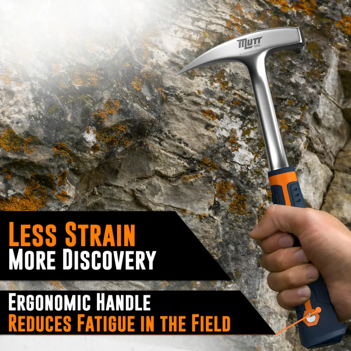 AMERICAN MUTT TOOLS Geologist Rock Pick Hammer 454g (22 oz) | Forged Steel Head, Ergonomic Handle, Field Work - view 3