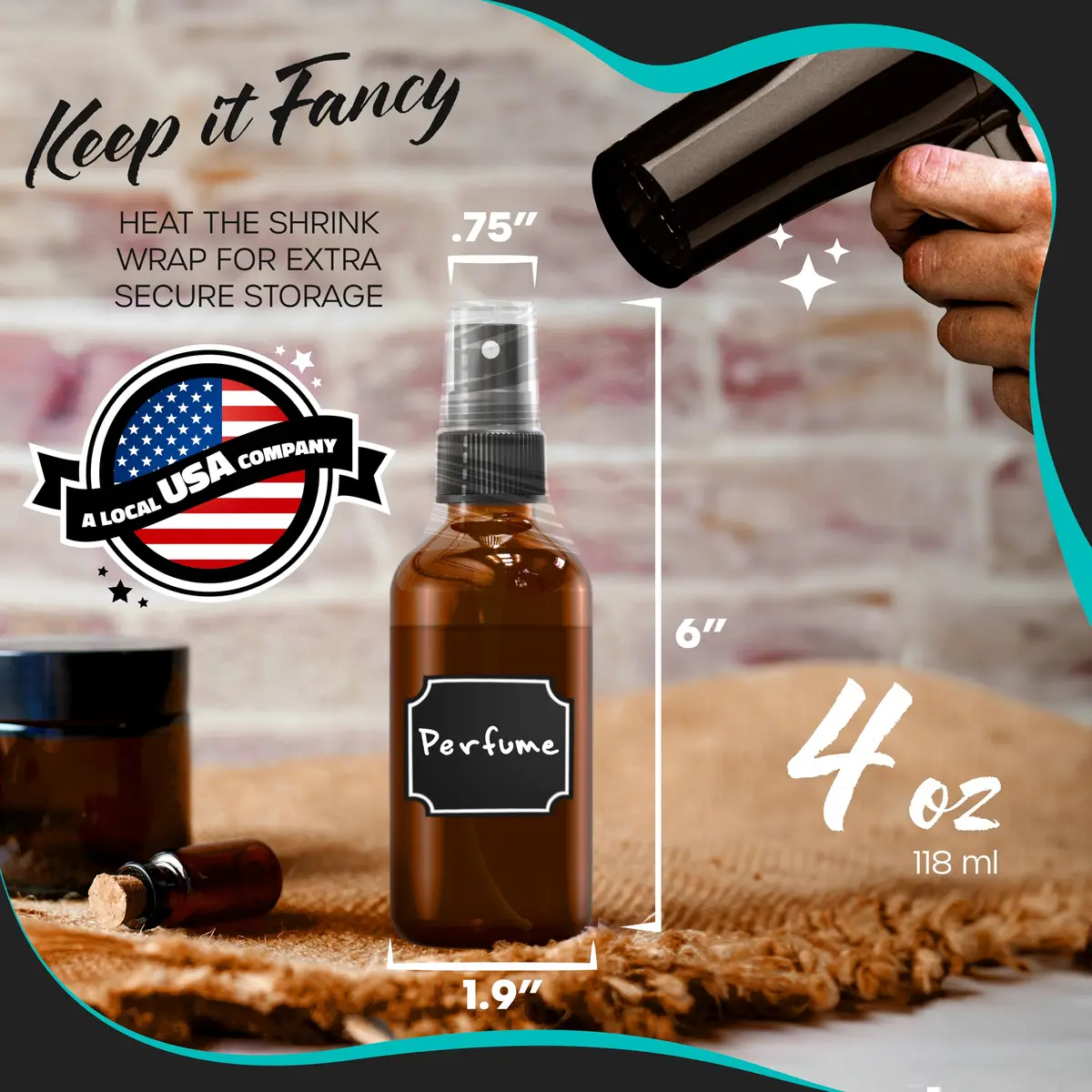 Nevlers Amber Glass Spray Bottles 4 Oz | Leak-Proof Travel Glass Spray Bottles for Skincare & More - view 3