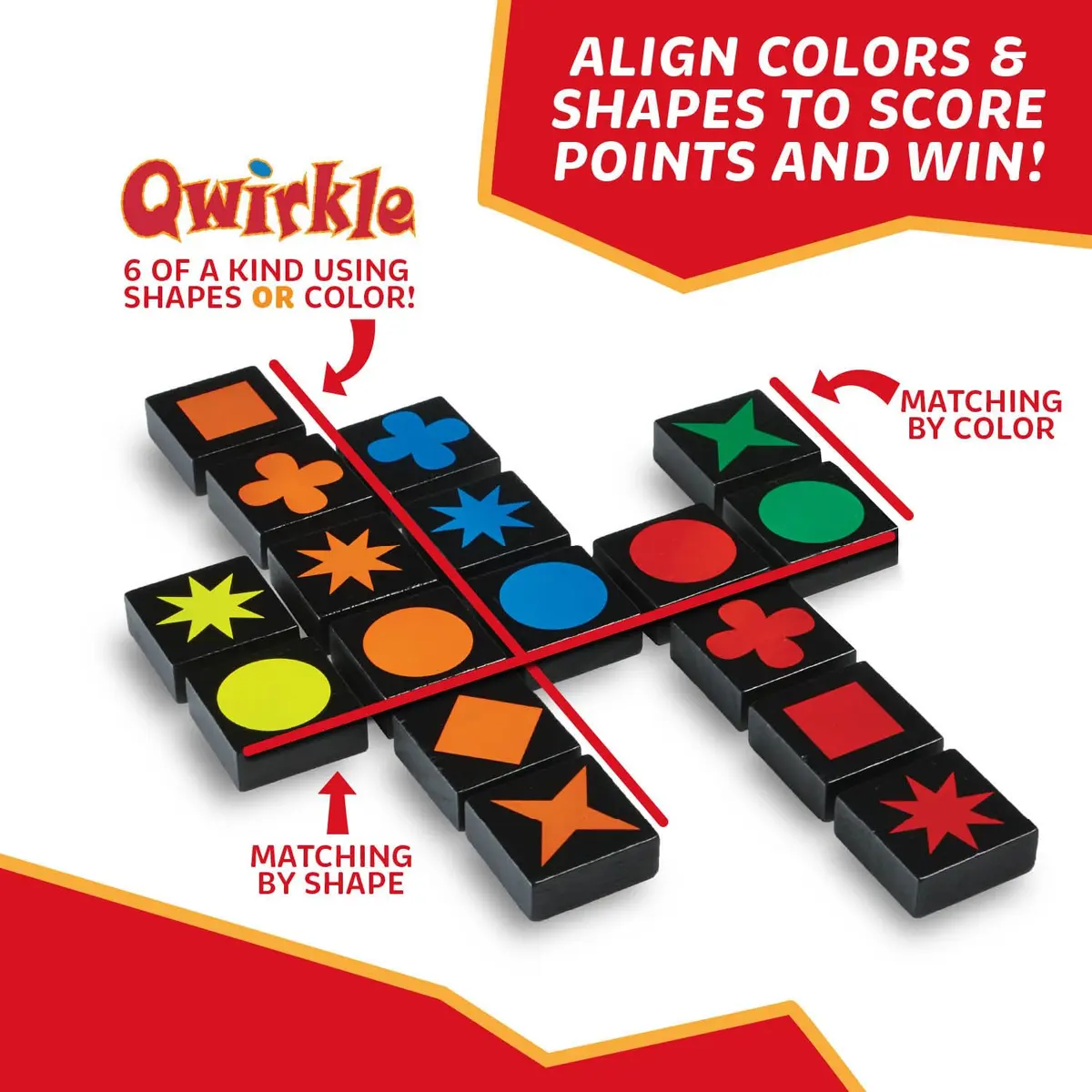 MindWare Qwirkle with Trays Strategy Board Game, 108 Wooden Tiles | Family Strategy Fun for Ages 6+ - view 3