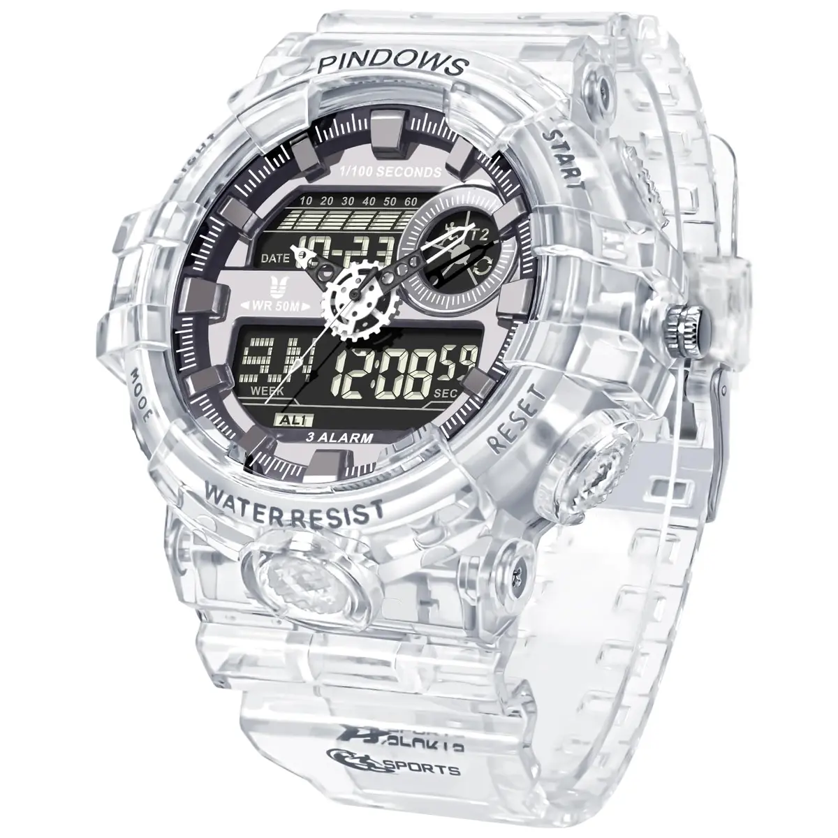 PINDOWS PDS-603 Men's Analog-Digital Watch 53mm (1.89in) | Full-Case LED Backlight Tactical Sports Watch - main product image