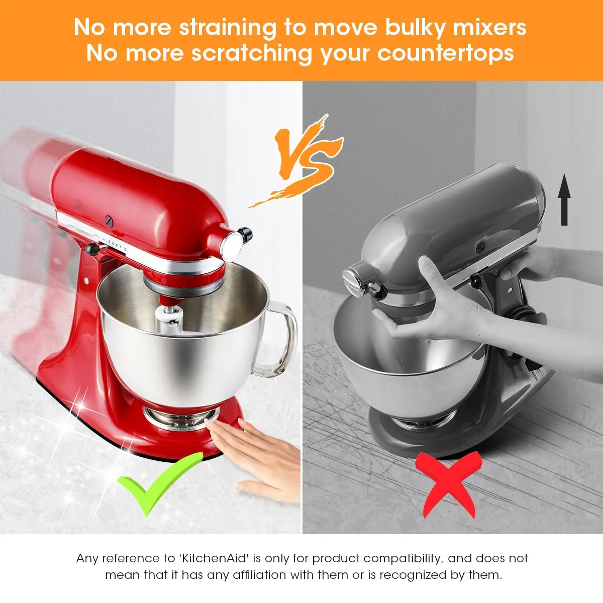 Aieve Mixer Slider Mat for KitchenAid 4.5-5 QT Tilt-Head Stand Mixer Accessories | Acrylic Sliding Tray with Felt Bottom - view 4