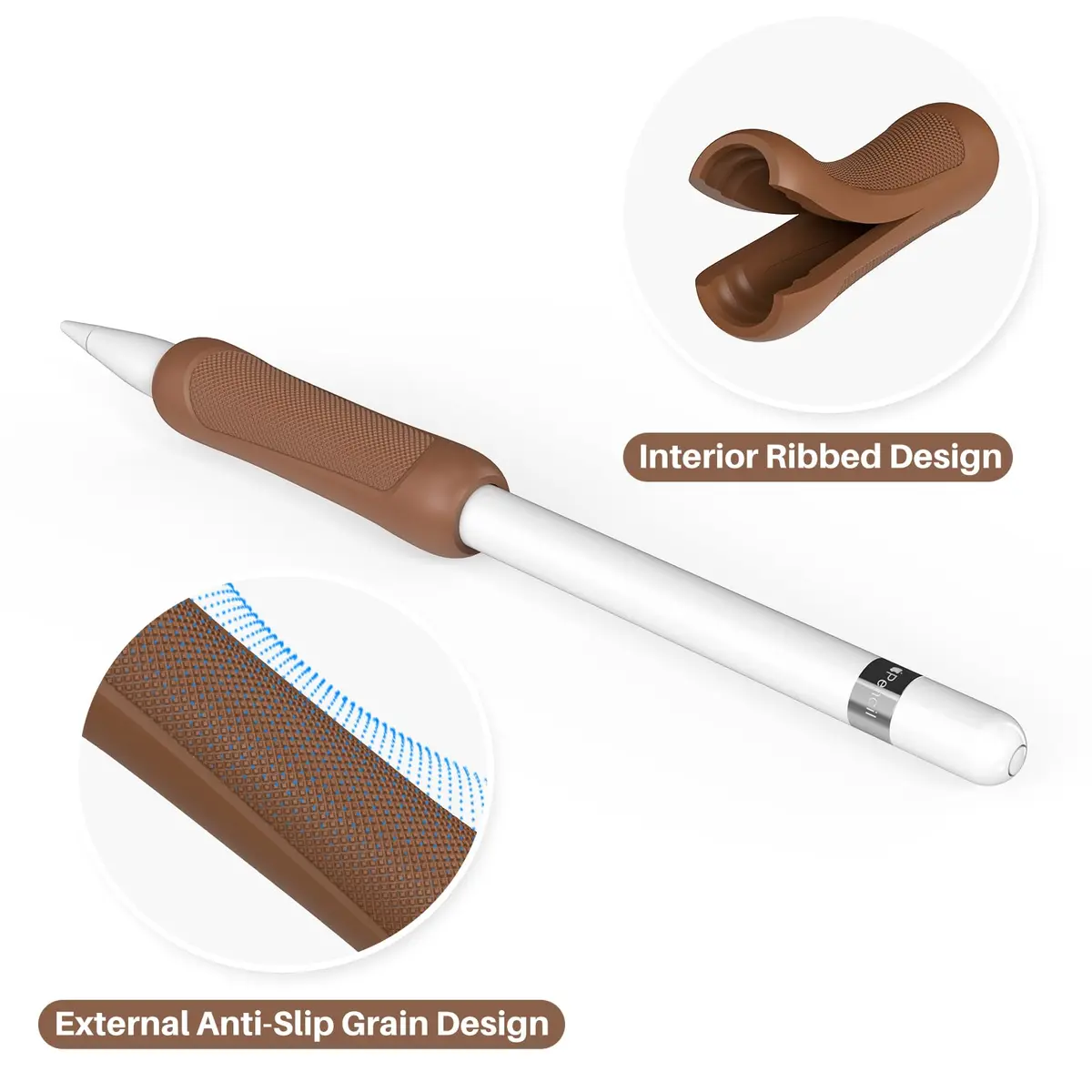 NIUTRENDZ Silicone Grip for Apple Pencil 1st Gen | Ergonomic, Protective & Comfortable (Beige + Khaki + Brown) - view 4