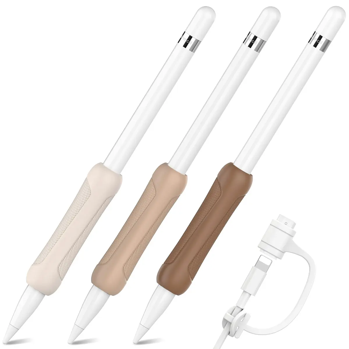 NIUTRENDZ Silicone Grip for Apple Pencil 1st Gen | Ergonomic, Protective & Comfortable (Beige + Khaki + Brown) - main product image