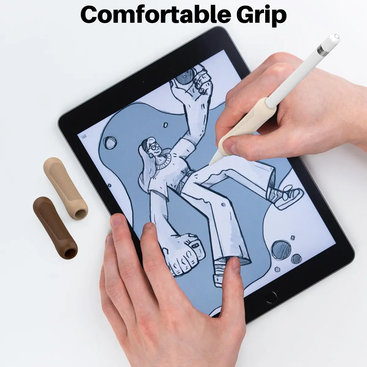 NIUTRENDZ Silicone Grip for Apple Pencil 1st Gen | Ergonomic, Protective & Comfortable (Beige + Khaki + Brown) - view 3
