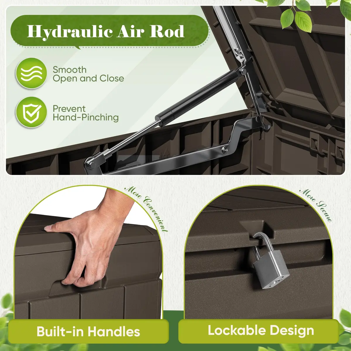 Flamaker Outdoor Storage Box 80 Gallon Resin Waterproof Deck Box | Lockable, UV-Resistant, Lightweight - view 6